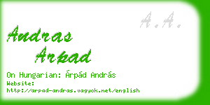 andras arpad business card